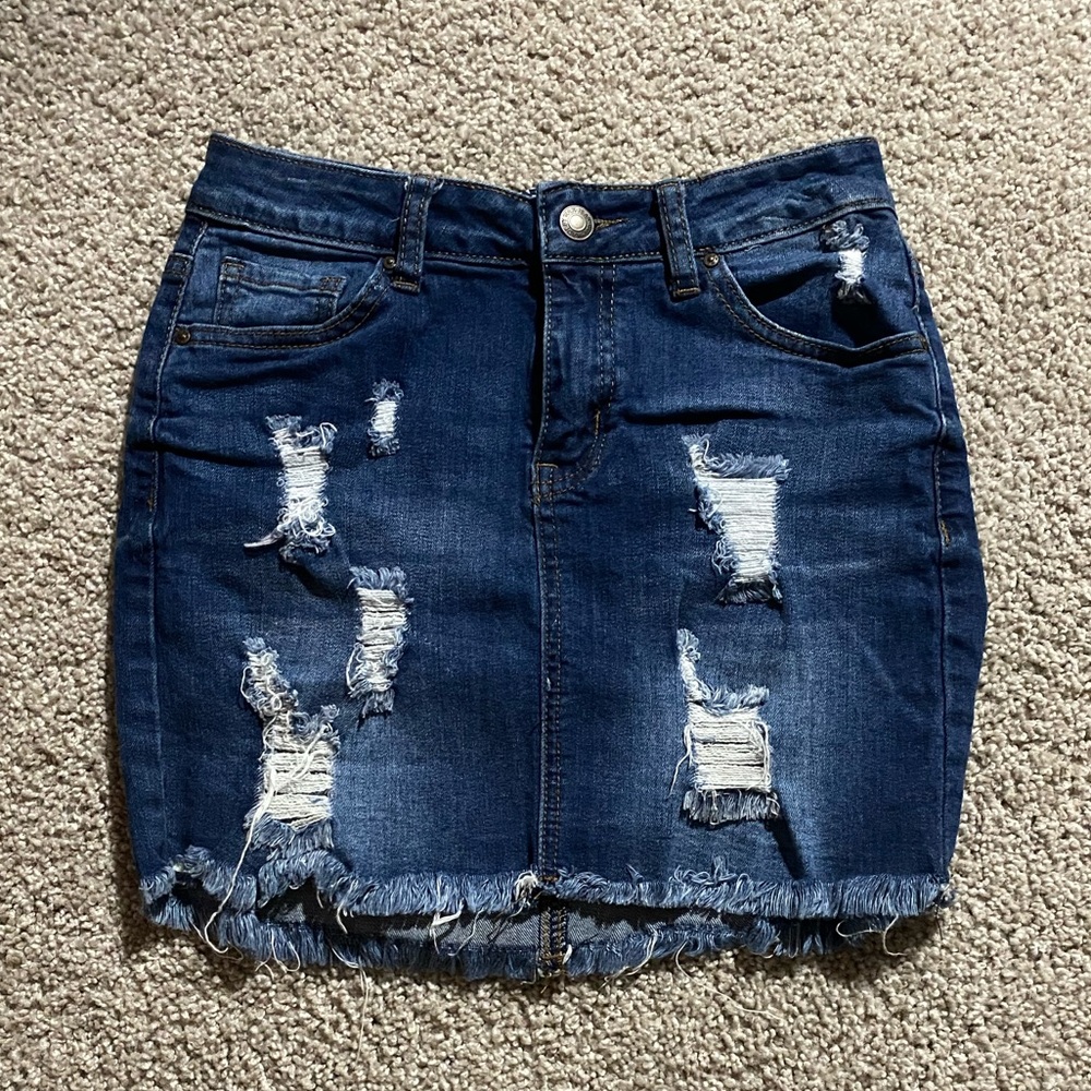 denim mini shirt